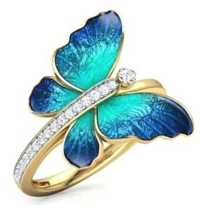 Creative Butterfly Ring Insect Personality Ring material zinc alloy size 7